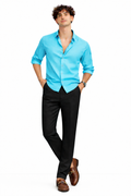 Ocean Blue Shirt & Black Pant Set